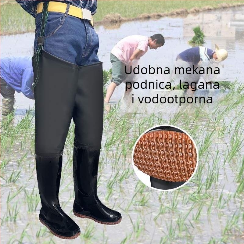 Kišne čizme do koljena za polja — PVC gornji dio i potplat, protuklizne, lagane, za jesen i zimu