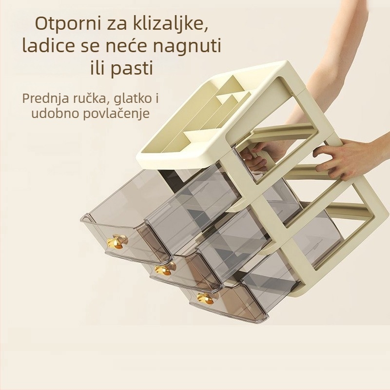 Plastični kozmetički spremnik s pregradama, stolni organizator, model F1, kapacitet 1 L