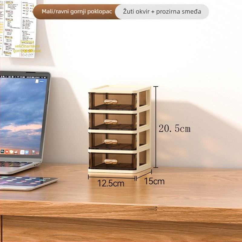Plastični kozmetički spremnik s pregradama, stolni organizator, model F1, kapacitet 1 L