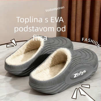 2025 nove muške papuče s debelim potplatom, vodootporne, protuklizne, tople s flis podstavom, za dom i van
