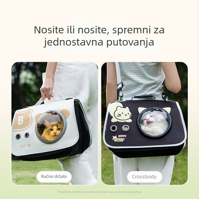 Torba za kućne ljubimce s dizajnom svemirske kapsule, cross‑body nosilac za mačke i pse; Ming Chong; Materijal: 272 digitalni ispis kompozitna tkanina; Tvrdoća: srednje tvrda; Kategorija: torba za kućne ljubimce