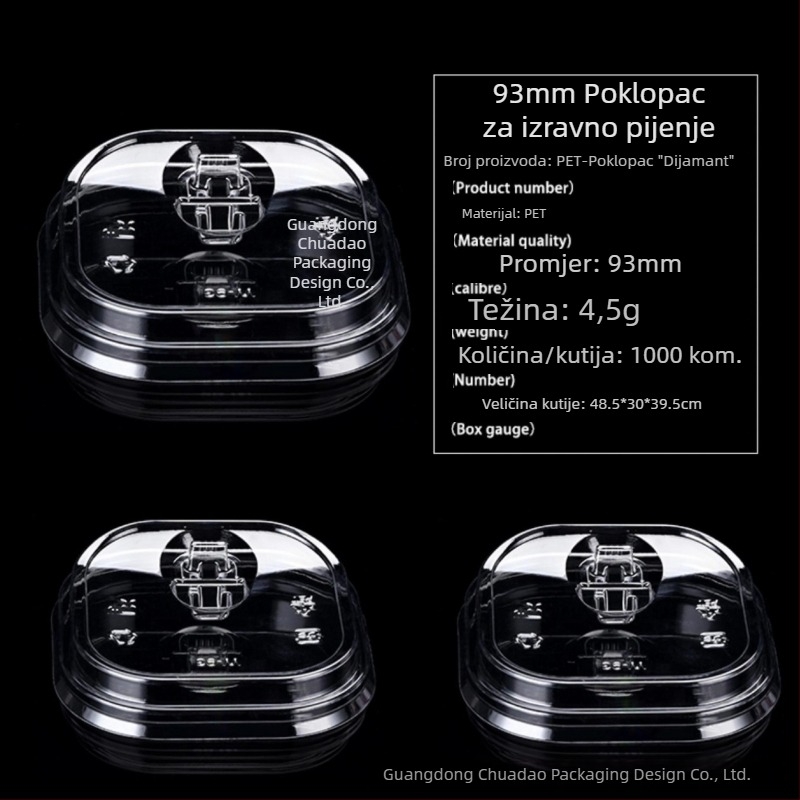 Pet93 kvadratna jednokratna šalica za mliječni čaj, 10–24 oz