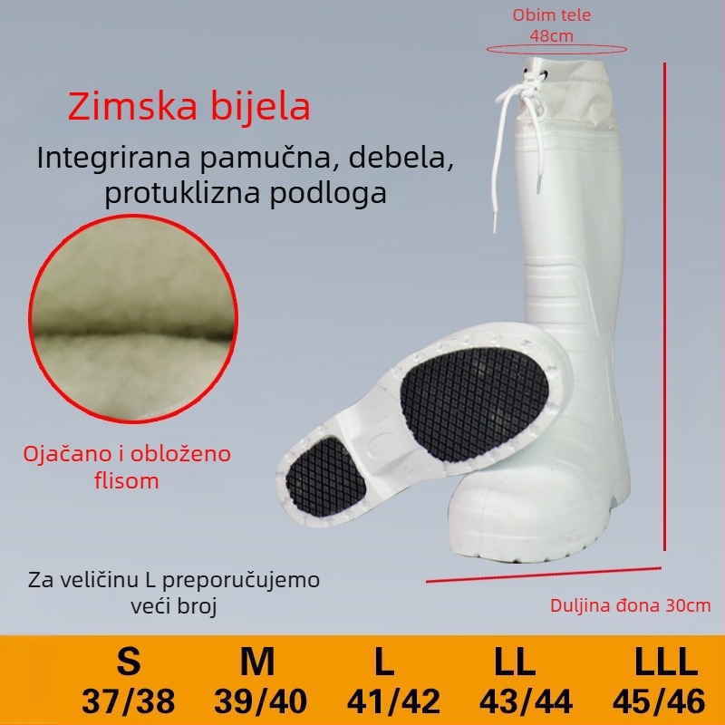 Kišne čizme EVA s fleec podstavom za toplinu, visok nadkoljenjak, protuklizna potplat