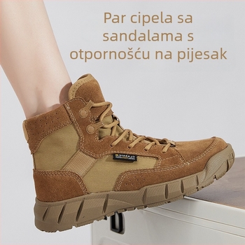 Planinarske cipele od prave kože, vodootporne i prozračne, ultra lagane, srednje visoke (Vanjski materijal: prava koža + mreža; Potplat: protuklizna guma; Srednja podloga: guma; Visina gležnja: srednja; Šnurovanje: naprijed)