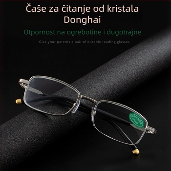 Naočale za čitanje - ovalni okvir s punim okvirom, staklene leće, metalni okvir, jednostavan stil