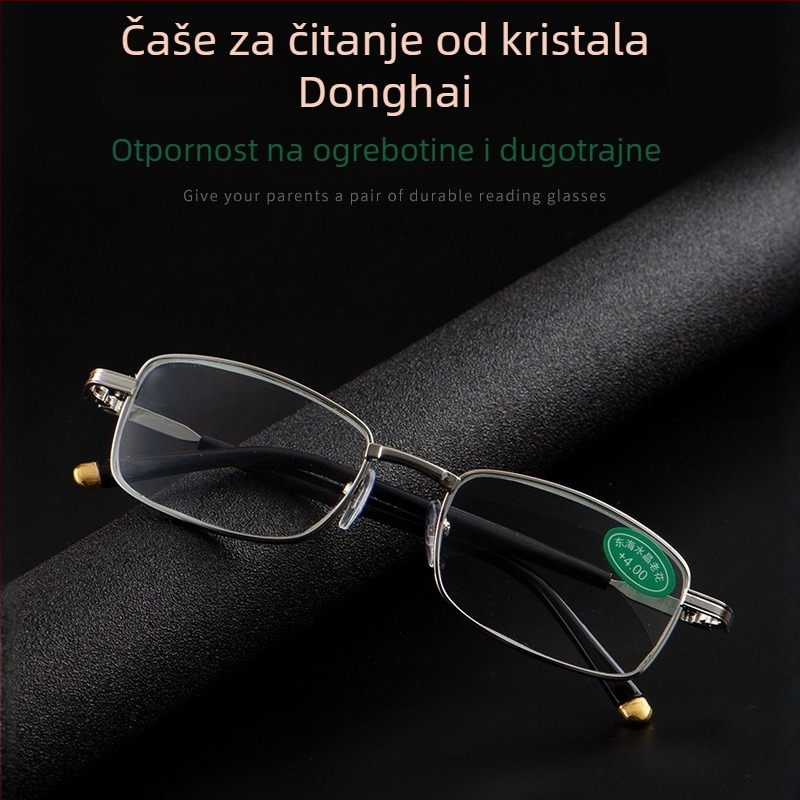 Naočale za čitanje - ovalni okvir s punim okvirom, staklene leće, metalni okvir, jednostavan stil