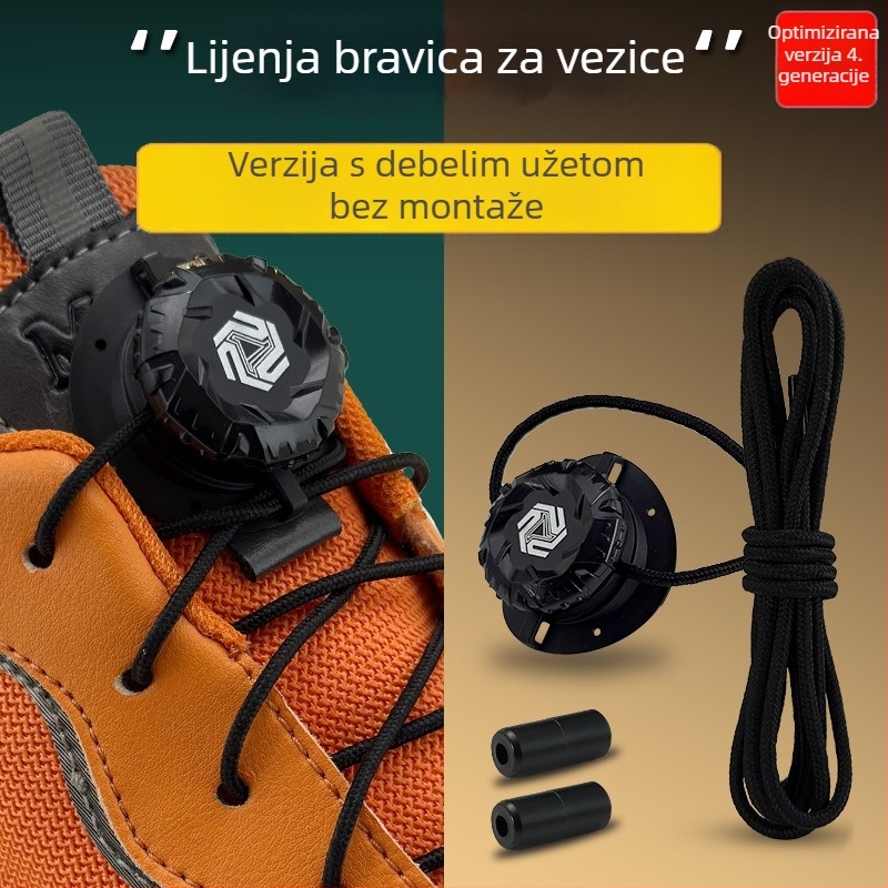 Okretni gumb za vezice tenisica za debele vezice – crna