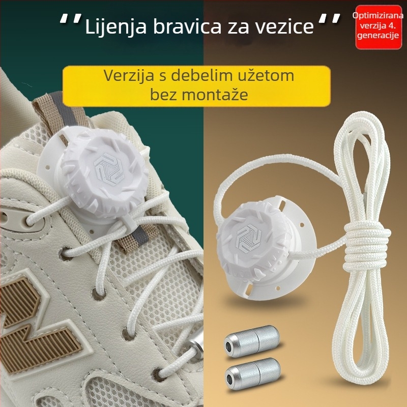 Okretni gumb za vezice tenisica za debele vezice – crna