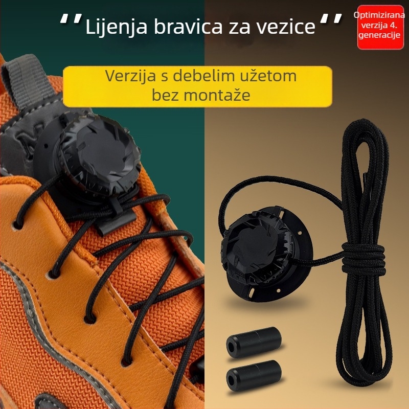 Okretni gumb za vezice tenisica za debele vezice – crna