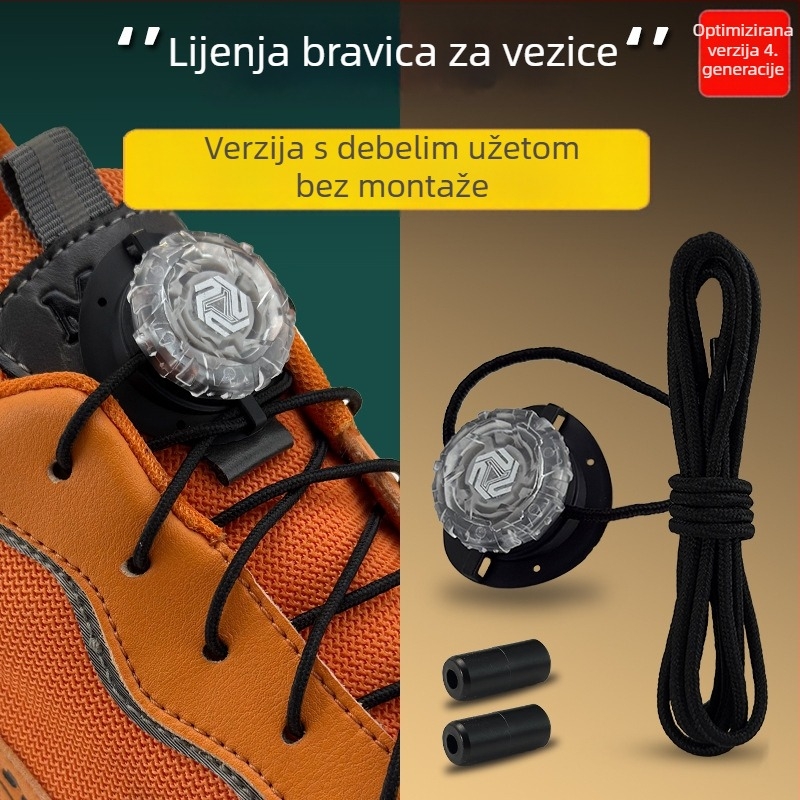 Okretni gumb za vezice tenisica za debele vezice – crna