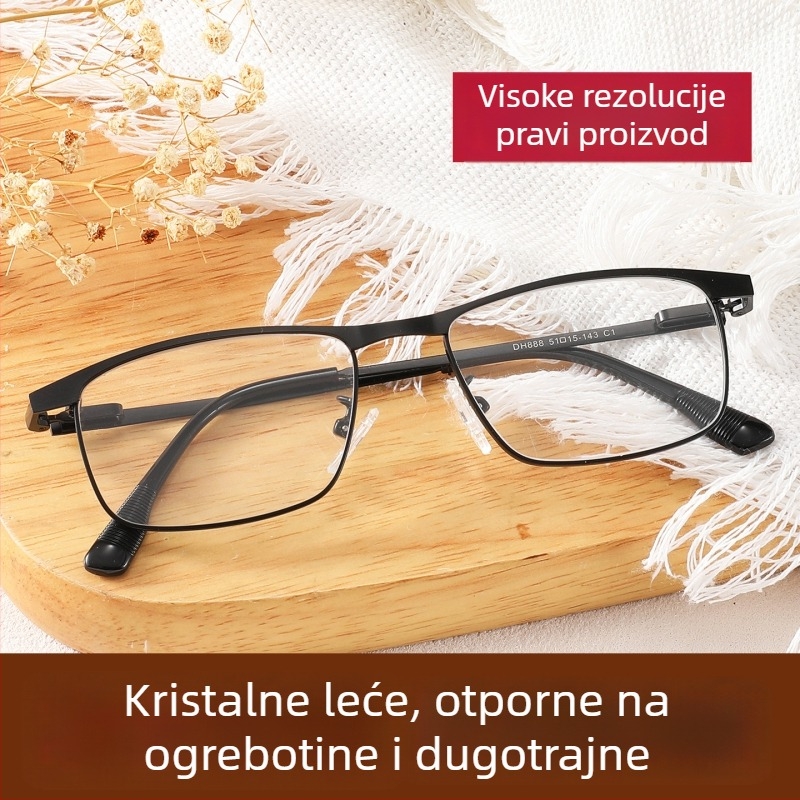 Donghai Crystal naočale za čitanje za muškarce - vintage puni okvir, metalni okvir, udobne, otporne na habanje, UV zaštita za oči