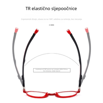 Naočale za čitanje TR90 s okruglim okvirom, puni okvir, leće od smole, model 9001, unisex, pogodne za mala lica