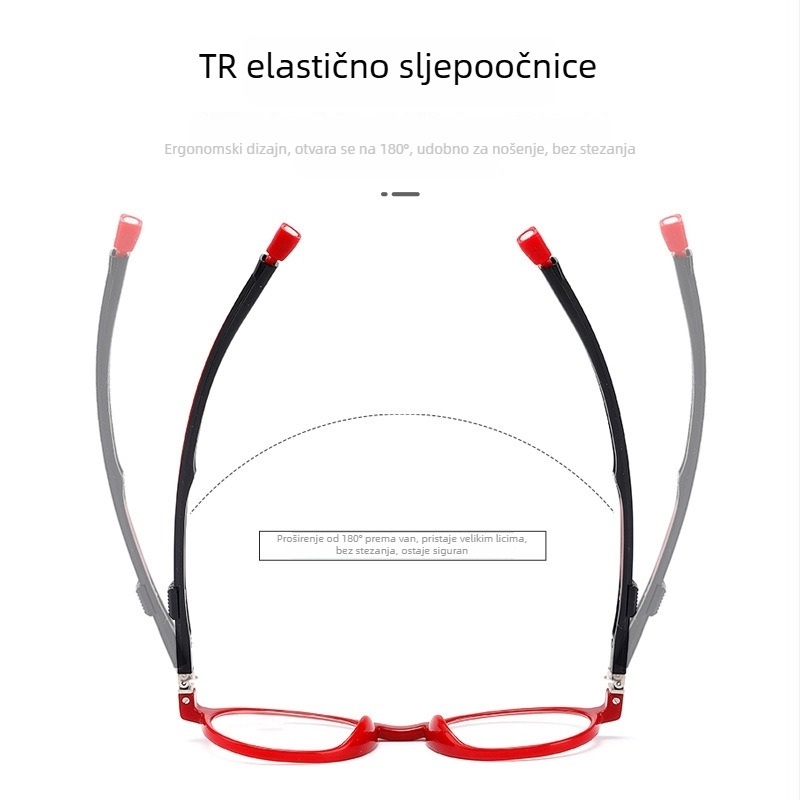 Naočale za čitanje TR90 s okruglim okvirom, puni okvir, leće od smole, model 9001, unisex, pogodne za mala lica
