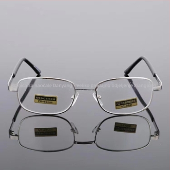 Presbiopijske naočale s poluokvirnim metalnim okvirom, kvadratni okvir, staklene leće s premazom smole