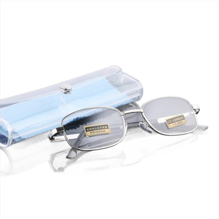 Presbiopijske naočale s poluokvirnim metalnim okvirom, kvadratni okvir, staklene leće s premazom smole