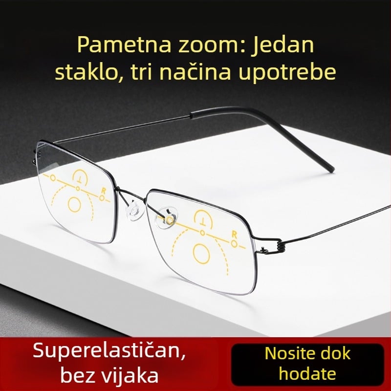 Naočale za čitanje s anti-plavim svjetlom i progresivnim multifokalnim lećama, za daleko i blizu vid, asferične leće, metalni okvir