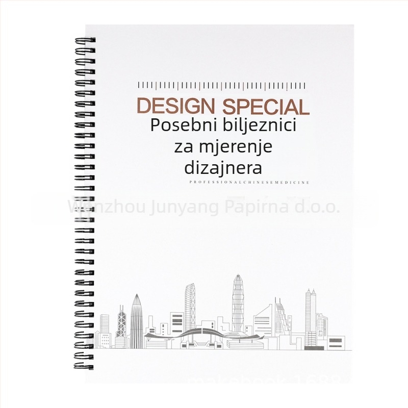 Dizajnerska bilježnica za mjerenje za unutarnje uređenje, spiralno uvezivanje, tvrdi uvez, offset papir 100 g, 50–100 stranica