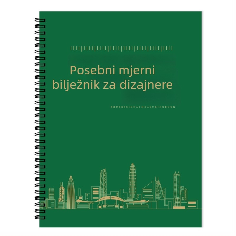 Dizajnerska bilježnica za mjerenje za unutarnje uređenje, spiralno uvezivanje, tvrdi uvez, offset papir 100 g, 50–100 stranica