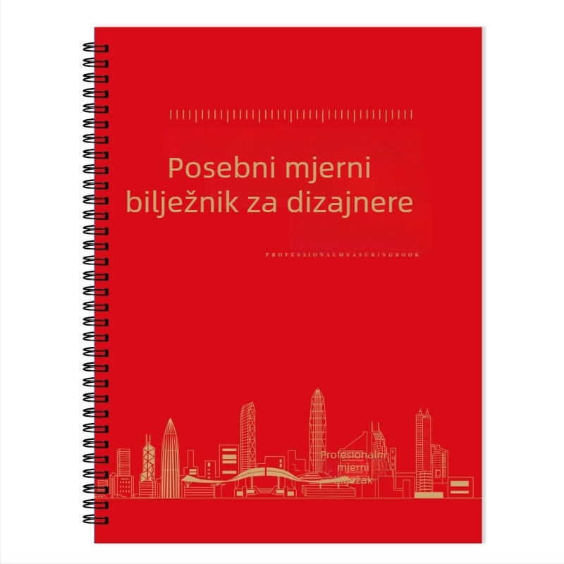 Dizajnerska bilježnica za mjerenje za unutarnje uređenje, spiralno uvezivanje, tvrdi uvez, offset papir 100 g, 50–100 stranica