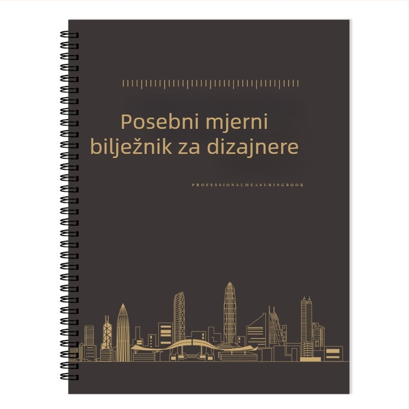 Dizajnerska bilježnica za mjerenje za unutarnje uređenje, spiralno uvezivanje, tvrdi uvez, offset papir 100 g, 50–100 stranica