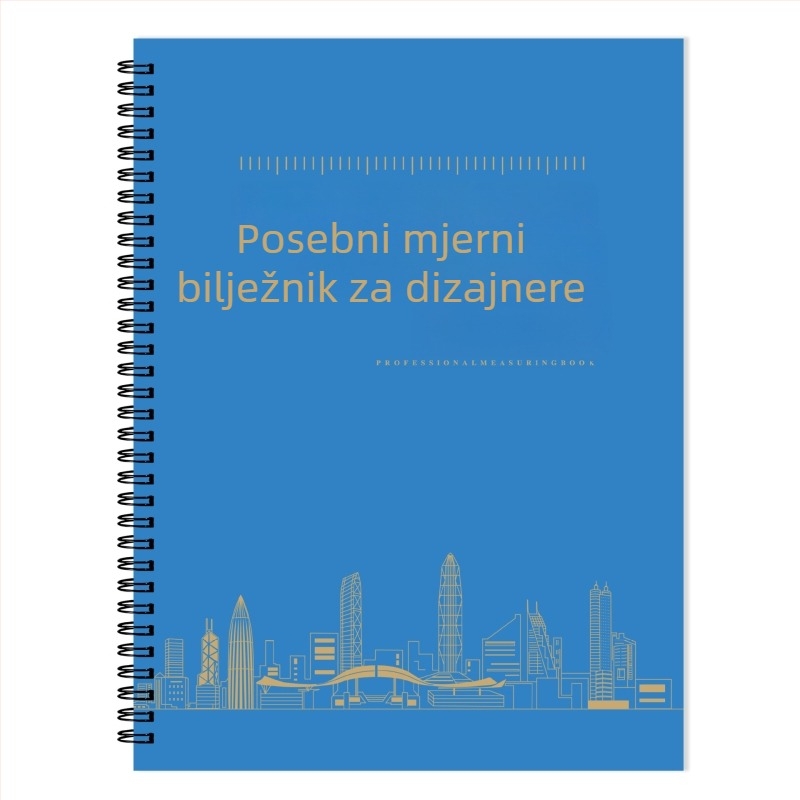 Dizajnerska bilježnica za mjerenje za unutarnje uređenje, spiralno uvezivanje, tvrdi uvez, offset papir 100 g, 50–100 stranica