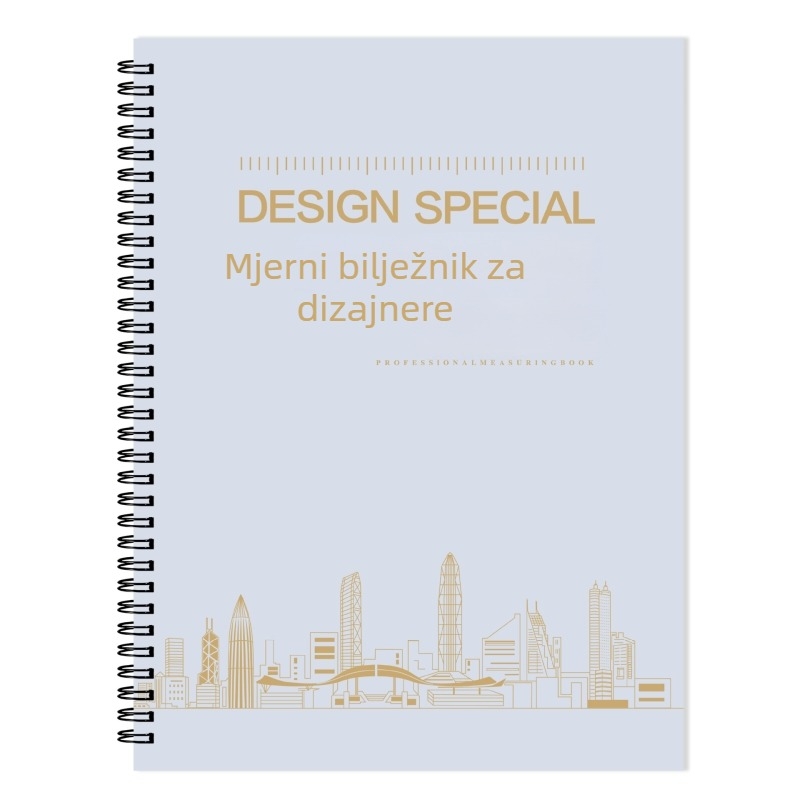 Dizajnerska bilježnica za mjerenje za unutarnje uređenje, spiralno uvezivanje, tvrdi uvez, offset papir 100 g, 50–100 stranica