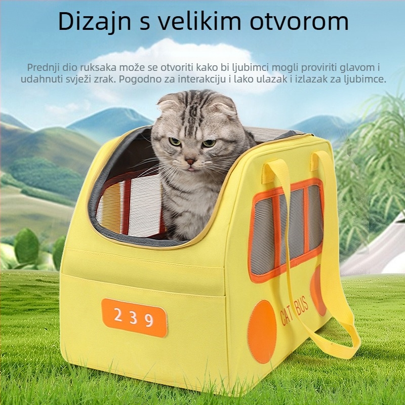 Yuebaitu torba za mačke, velik kapacitet, prozračna, putna torba za nošenje preko ramena