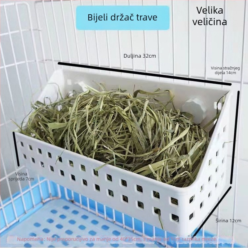 Posuda za hranu malih kućnih ljubimaca s ugrađenim nosačem trave za zečeve, veliki kapacitet trave, sprječavanje rasipanja (Materijal: Plastika; Podrijetlo: Zhejiang; Kategorija: Leglo za kućne ljubimce)
