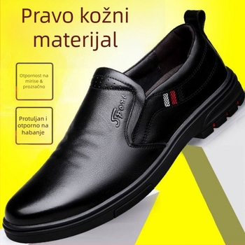 Muške mokasine od prave govedje kože, PU podstava, slip-on, gumeni potplat