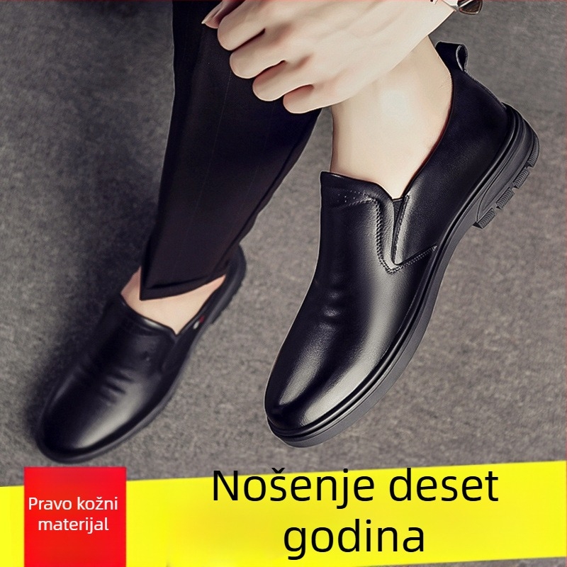 Muške mokasine od prave govedje kože, PU podstava, slip-on, gumeni potplat