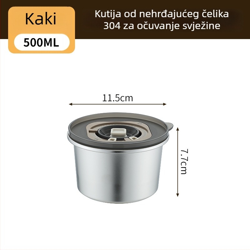 Kutija za hranu od 304 nehrđajućeg čelika, okrugla, kapacitet 800–1000 ml, prenosna i hermetički zatvorena