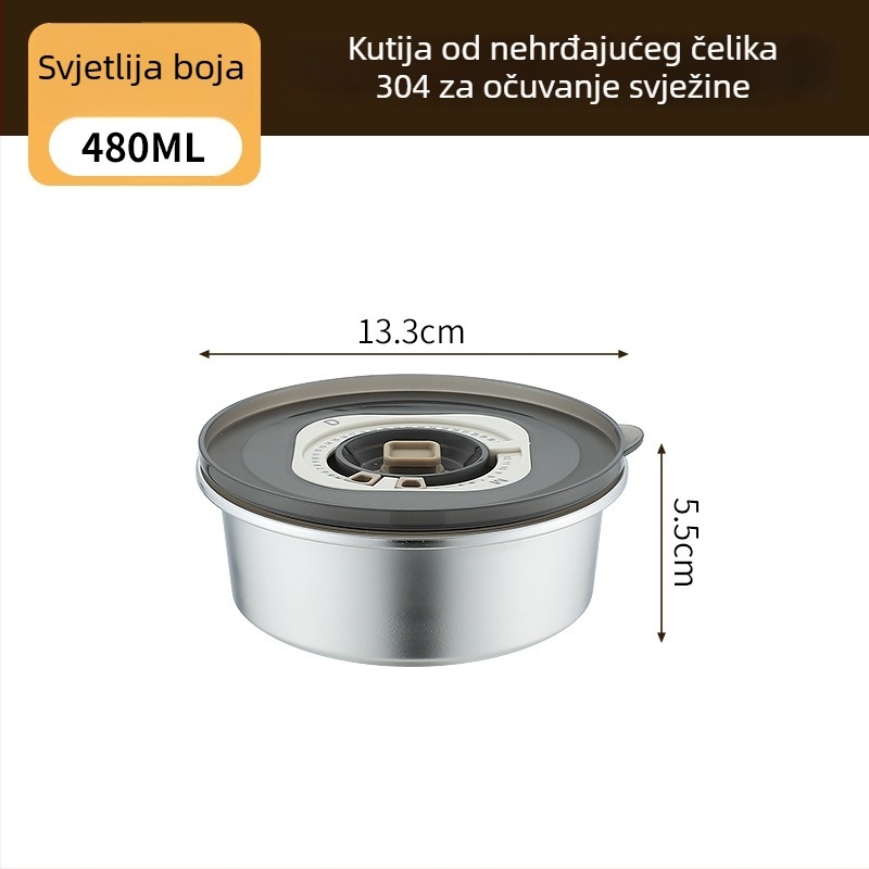 Kutija za hranu od 304 nehrđajućeg čelika, okrugla, kapacitet 800–1000 ml, prenosna i hermetički zatvorena