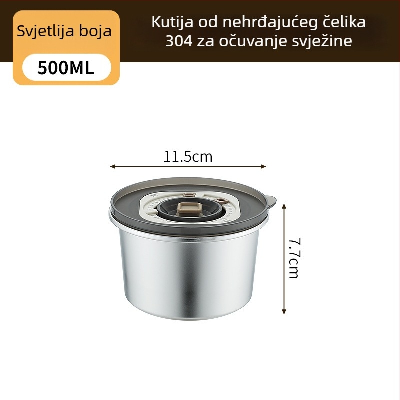 Kutija za hranu od 304 nehrđajućeg čelika, okrugla, kapacitet 800–1000 ml, prenosna i hermetički zatvorena