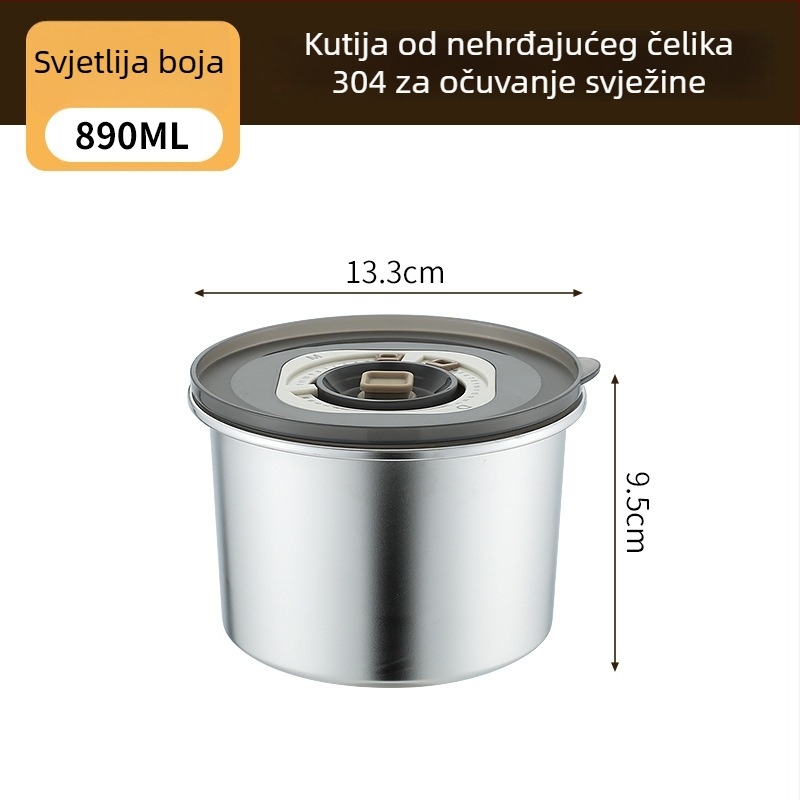 Kutija za hranu od 304 nehrđajućeg čelika, okrugla, kapacitet 800–1000 ml, prenosna i hermetički zatvorena