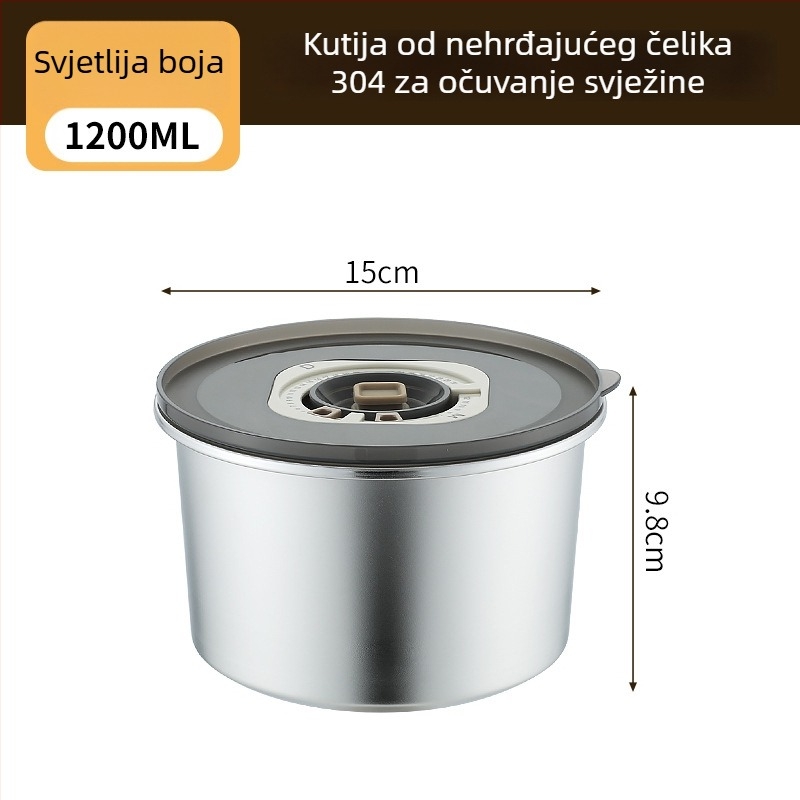 Kutija za hranu od 304 nehrđajućeg čelika, okrugla, kapacitet 800–1000 ml, prenosna i hermetički zatvorena