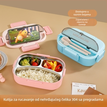 Dijeljena kutija za obrok od nehrđajućeg čelika, izolirana, pogodna za mikrovalnu, 800–1000 ml