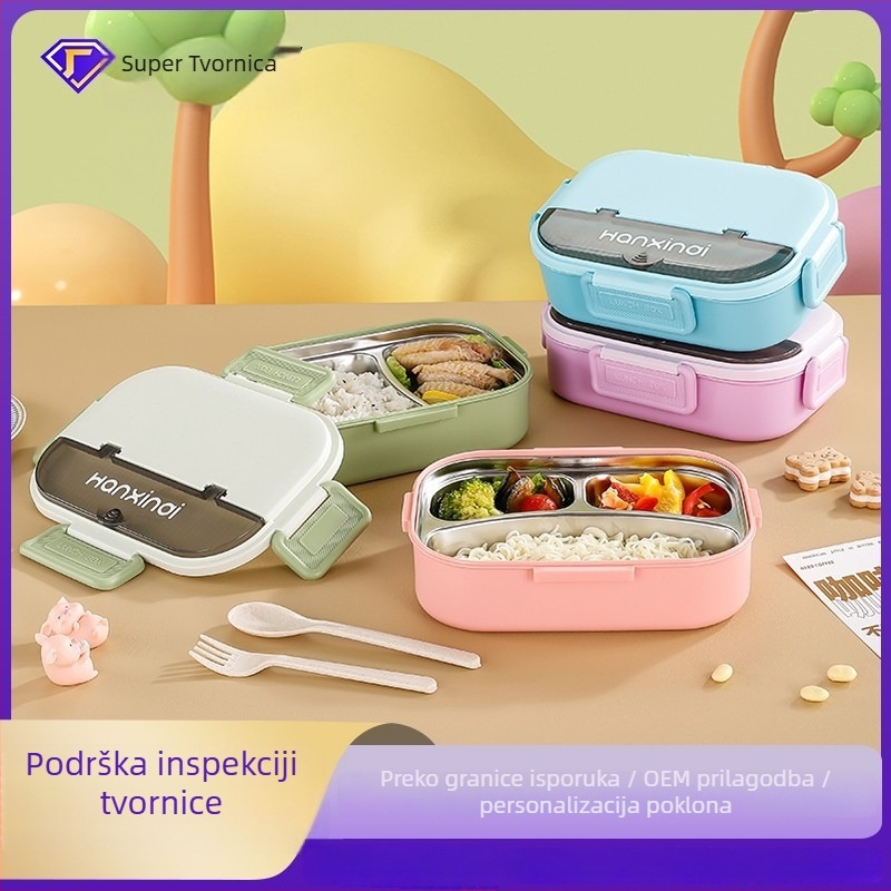 Dijeljena kutija za obrok od nehrđajućeg čelika, izolirana, pogodna za mikrovalnu, 800–1000 ml