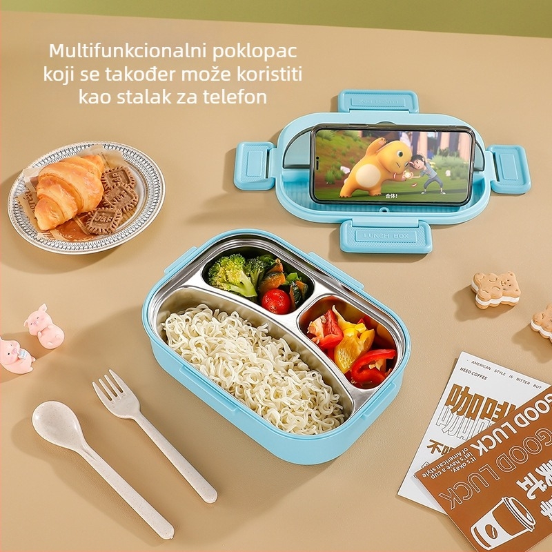 Dijeljena kutija za obrok od nehrđajućeg čelika, izolirana, pogodna za mikrovalnu, 800–1000 ml