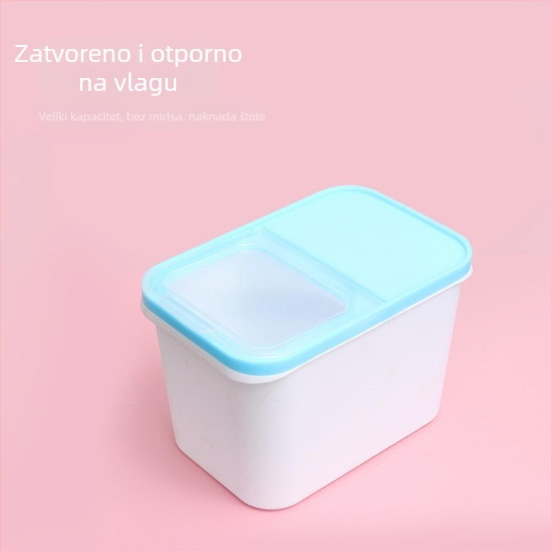 Posuda za skladištenje hrane za mačke i pse, vodootporna i zatvorena, 2L, s žlicom