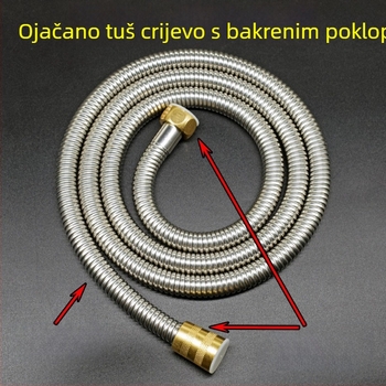Nerđajući čelični tuš cijev s dvostrukim bakrenim kapom, spojem i mlaznicom