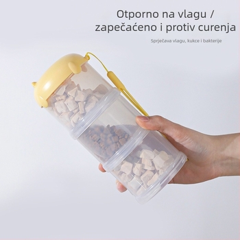 Pipi tao Prenosivi PP spremnik za hranu za kućne ljubimce s tri sloja za pohranu i prijevoz, zatvoren spremnik za mačju hranu