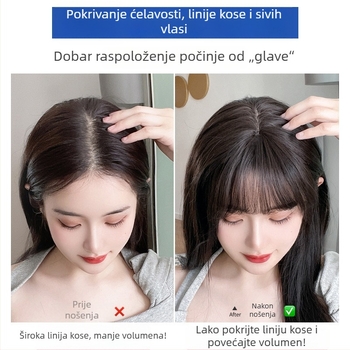 Dio kose s frantskim stilom šiške, gornje zračne šiške, ravna, visoko temperaturna svila, strojno izrađena, nije moguće bojiti