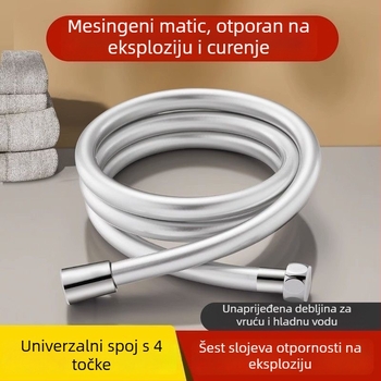 PVC tuš šlauf s nehrđajućim spojnicama, navojni priključak, nominalni tlak 10 bar, radna temperatura 100°C, antifriz i otpornost na visoke temperature