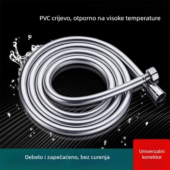 PVC tuš šlauf s nehrđajućim spojnicama, navojni priključak, nominalni tlak 10 bar, radna temperatura 100°C, antifriz i otpornost na visoke temperature