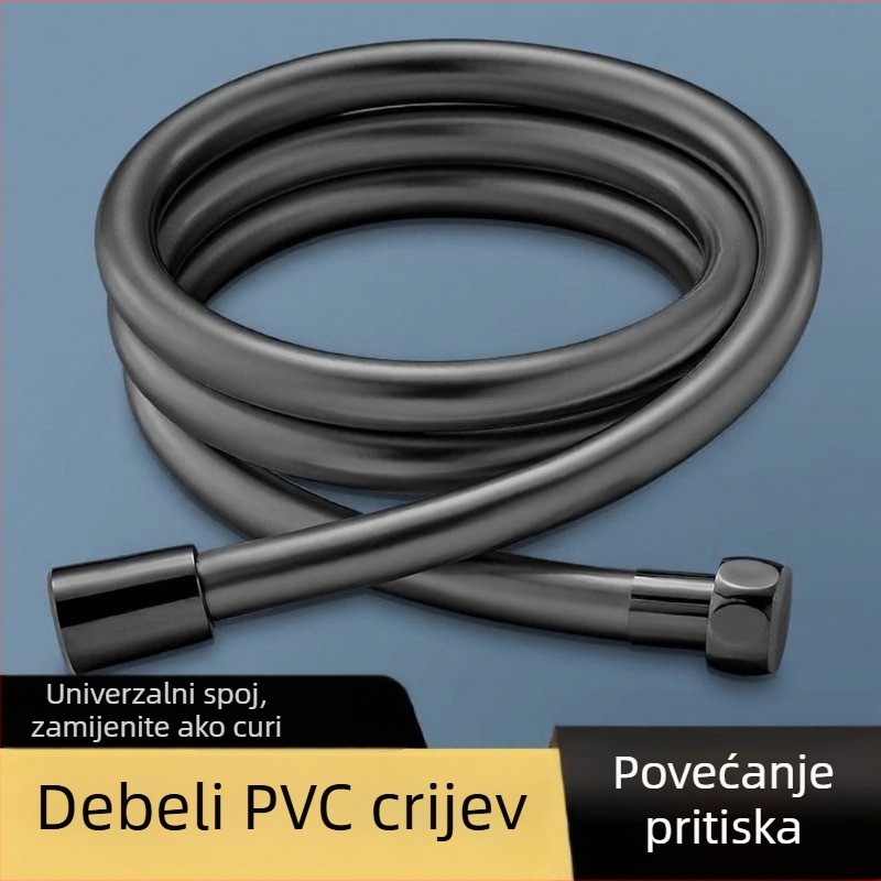 PVC tuš šlauf s nehrđajućim spojnicama, navojni priključak, nominalni tlak 10 bar, radna temperatura 100°C, antifriz i otpornost na visoke temperature