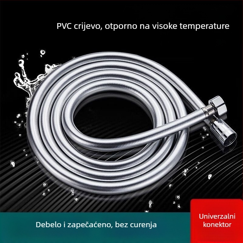 PVC tuš šlauf s nehrđajućim spojnicama, navojni priključak, nominalni tlak 10 bar, radna temperatura 100°C, antifriz i otpornost na visoke temperature