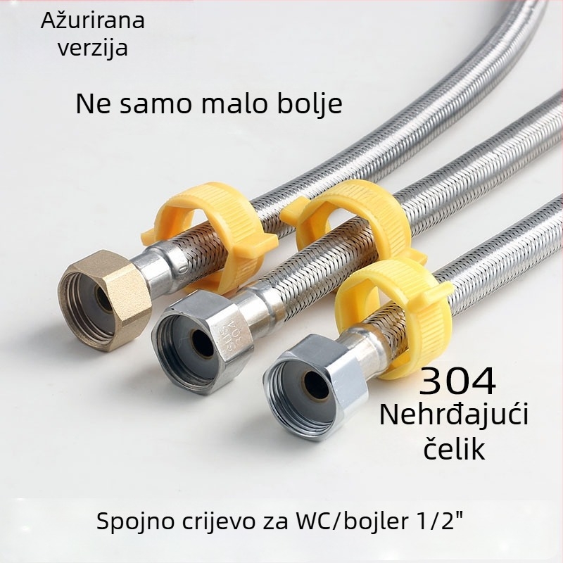 Nehrđajući čelični opleteni visokotlačni crijevo, spoj maticom, model 4‑točke, 0,8–1,2 MPa, 0–100 °C