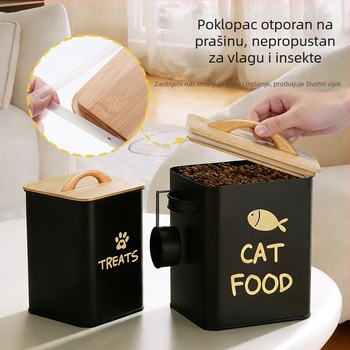 Kanta za hranu za kućne ljubimce, galvanizirano željezo, zatvoren poklopac, kapacitet 6L/3L, brenda Sunlight