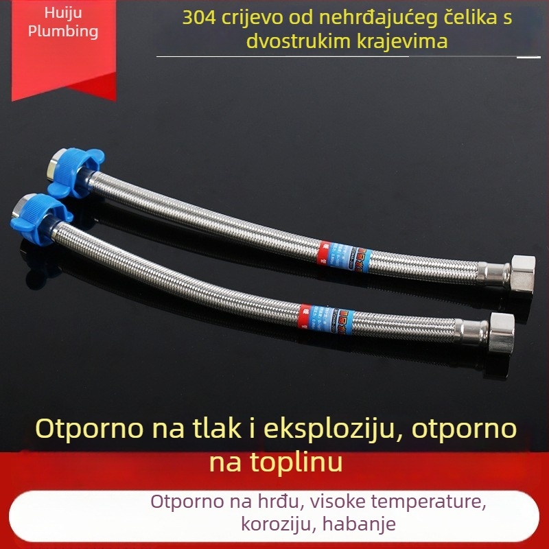 Crijevo od nehrđajućeg čelika 304 s opletenim žicom, ojačano, s dvostrukim završetcima