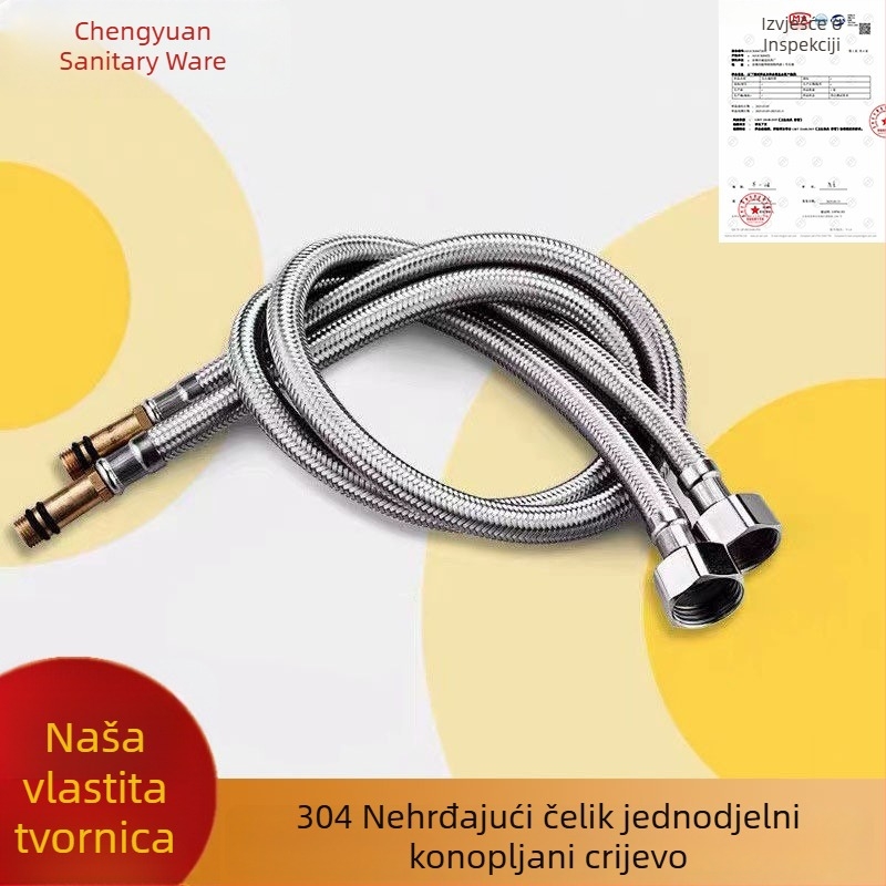 Nehrđajući čelik jednosvećani opleteni cijev za dovod vode – 1,6 MPa, 0–80°C, ručna montaža, suvremen stil